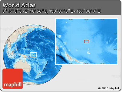 Shaded Relief Location Map of the Area around 2° 58' 32" S, 159° 1' 30" E