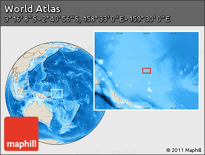 Shaded Relief Location Map of the Area around 2° 58' 32" S, 159° 1' 30" E