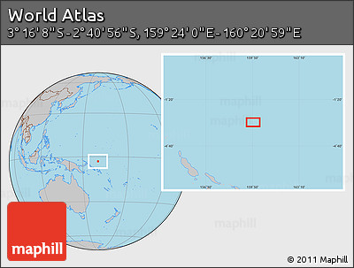 Gray Location Map of the Area around 2° 58' 32" S, 159° 52' 30" E