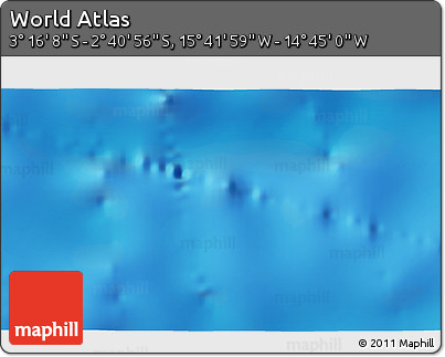 Shaded Relief 3D Map of the Area around 2° 58' 32" S, 15° 13' 29" W