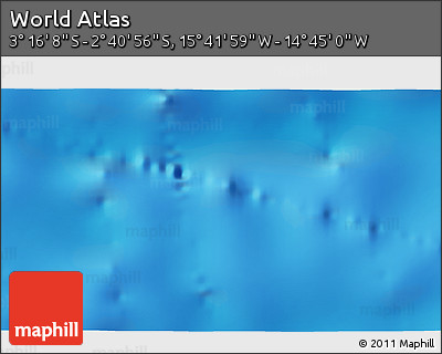 Shaded Relief 3D Map of the Area around 2° 58' 32" S, 15° 13' 29" W