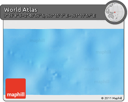 Shaded Relief 3D Map of the Area around 2° 58' 32" S, 160° 43' 29" E