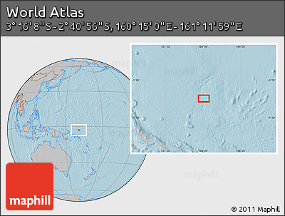 Gray Location Map of the Area around 2° 58' 32" S, 160° 43' 29" E, hill shading
