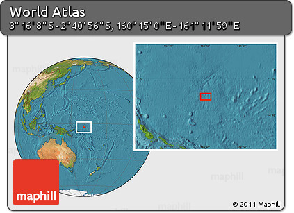 Satellite Location Map of the Area around 2° 58' 32" S, 160° 43' 29" E