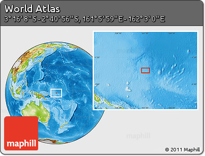 Physical Location Map of the Area around 2° 58' 32" S, 161° 34' 29" E