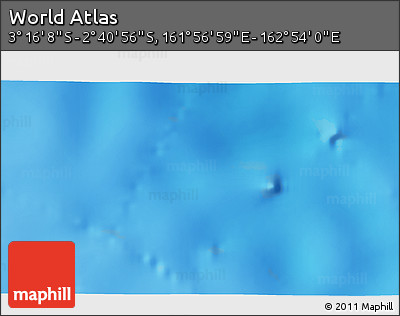 Shaded Relief 3D Map of the Area around 2° 58' 32" S, 162° 25' 30" E