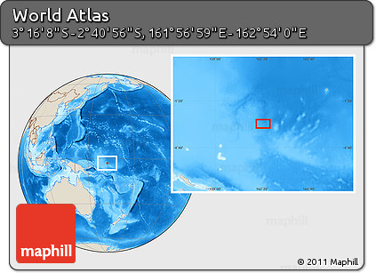 Shaded Relief Location Map of the Area around 2° 58' 32" S, 162° 25' 30" E