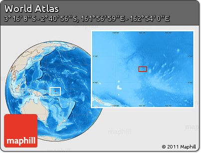 Shaded Relief Location Map of the Area around 2° 58' 32" S, 162° 25' 30" E