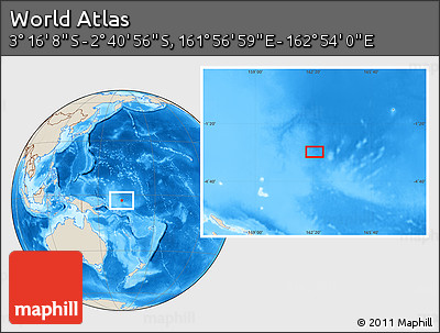 Shaded Relief Location Map of the Area around 2° 58' 32" S, 162° 25' 30" E