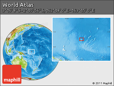 Physical Location Map of the Area around 2° 58' 32" S, 163° 16' 30" E