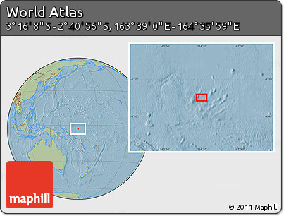 Savanna Style Location Map of the Area around 2° 58' 32" S, 164° 7' 30" E, hill shading