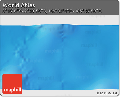 Shaded Relief 3D Map of the Area around 2° 58' 32" S, 164° 58' 29" E