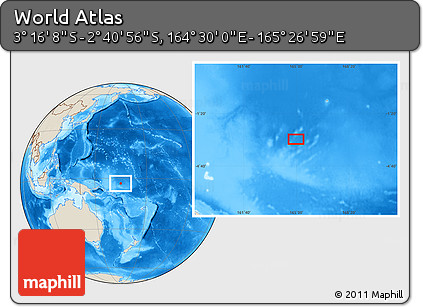 Shaded Relief Location Map of the Area around 2° 58' 32" S, 164° 58' 29" E