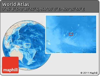 Shaded Relief Location Map of the Area around 2° 58' 32" S, 164° 58' 29" E
