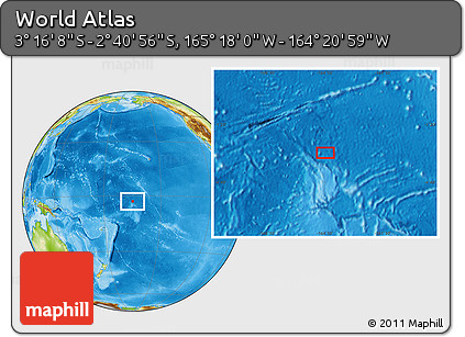 Physical Location Map of the Area around 2° 58' 32" S, 164° 49' 29" W
