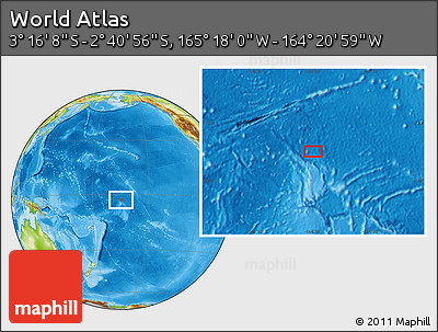 Physical Location Map of the Area around 2° 58' 32" S, 164° 49' 29" W