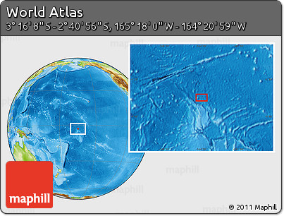 Physical Location Map of the Area around 2° 58' 32" S, 164° 49' 29" W