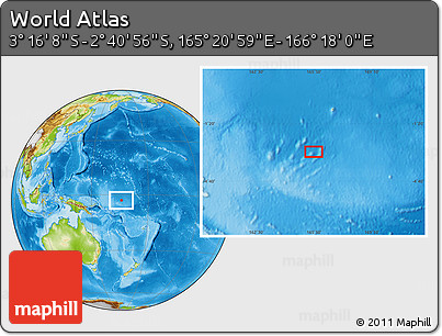 Physical Location Map of the Area around 2° 58' 32" S, 165° 49' 29" E
