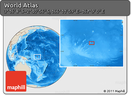 Shaded Relief Location Map of the Area around 2° 58' 32" S, 166° 40' 30" E