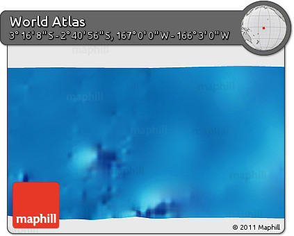 Shaded Relief 3D Map of the Area around 2° 58' 32" S, 166° 31' 30" W