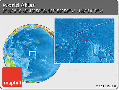 Physical Location Map of the Area around 2° 58' 32" S, 167° 22' 30" W