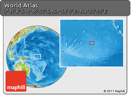 Physical Location Map of the Area around 2° 58' 32" S, 168° 22' 30" E