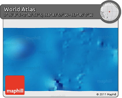 Shaded Relief 3D Map of the Area around 2° 58' 32" S, 168° 13' 29" W
