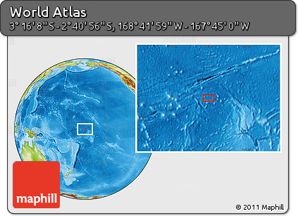 Physical Location Map of the Area around 2° 58' 32" S, 168° 13' 29" W