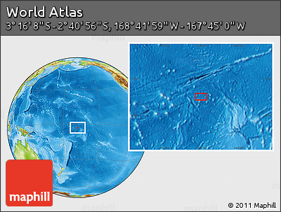 Physical Location Map of the Area around 2° 58' 32" S, 168° 13' 29" W