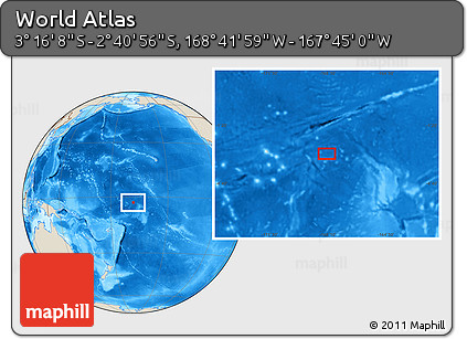 Shaded Relief Location Map of the Area around 2° 58' 32" S, 168° 13' 29" W