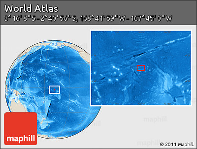 Shaded Relief Location Map of the Area around 2° 58' 32" S, 168° 13' 29" W