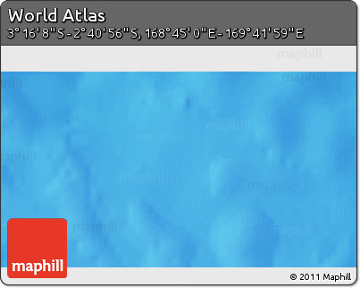Shaded Relief 3D Map of the Area around 2° 58' 32" S, 169° 13' 29" E