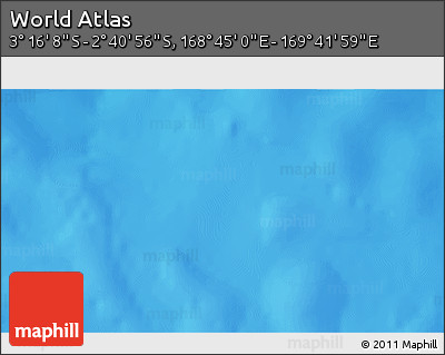 Shaded Relief 3D Map of the Area around 2° 58' 32" S, 169° 13' 29" E