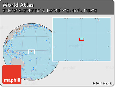 Gray Location Map of the Area around 2° 58' 32" S, 169° 13' 29" E