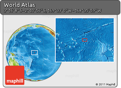 Physical Location Map of the Area around 2° 58' 32" S, 169° 4' 29" W