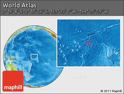 Physical Location Map of the Area around 2° 58' 32" S, 169° 4' 29" W