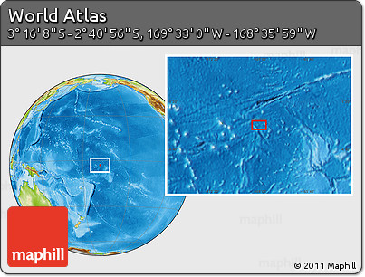 Physical Location Map of the Area around 2° 58' 32" S, 169° 4' 29" W