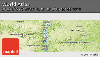 Physical Panoramic Map of the Area around 2° 58' 32" S, 16° 13' 30" E