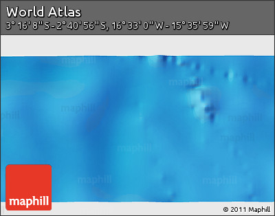 Physical 3D Map of the Area around 2° 58' 32" S, 16° 4' 29" W
