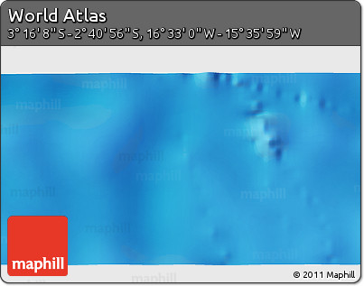 Physical 3D Map of the Area around 2° 58' 32" S, 16° 4' 29" W