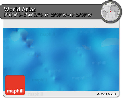 Physical 3D Map of the Area around 2° 58' 32" S, 16° 55' 29" W