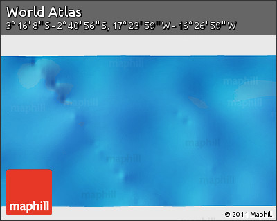 Physical 3D Map of the Area around 2° 58' 32" S, 16° 55' 29" W