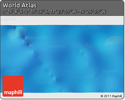Physical 3D Map of the Area around 2° 58' 32" S, 16° 55' 29" W