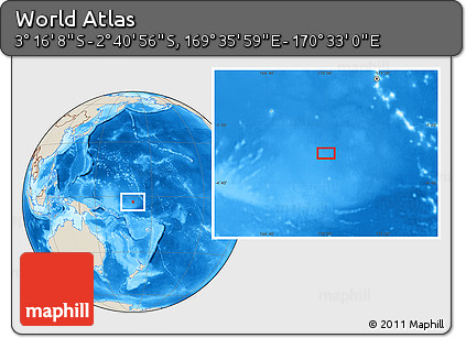 Shaded Relief Location Map of the Area around 2° 58' 32" S, 170° 4' 29" E