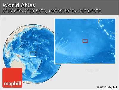 Shaded Relief Location Map of the Area around 2° 58' 32" S, 170° 4' 29" E