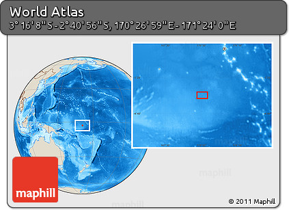 Shaded Relief Location Map of the Area around 2° 58' 32" S, 170° 55' 30" E