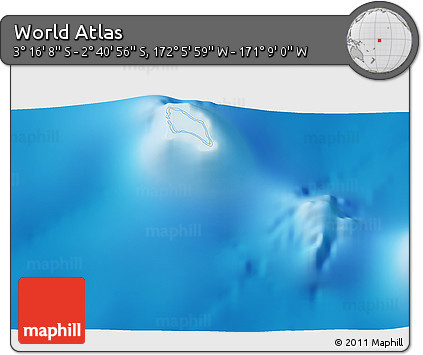 Shaded Relief 3D Map of the Area around 2° 58' 32" S, 171° 37' 30" W