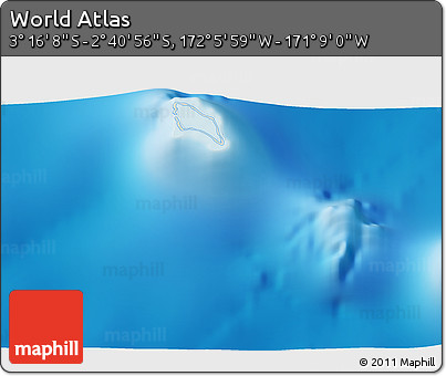 Shaded Relief 3D Map of the Area around 2° 58' 32" S, 171° 37' 30" W