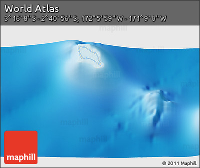 Shaded Relief 3D Map of the Area around 2° 58' 32" S, 171° 37' 30" W