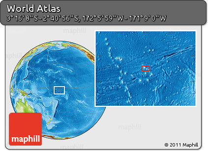 Physical Location Map of the Area around 2° 58' 32" S, 171° 37' 30" W